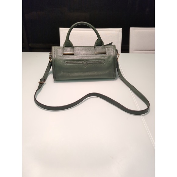 Vince Camuto Olive Green Leather Satchel Crossbody Bag Minimalist Designer - Picture 1 of 16